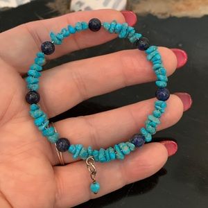 NWT Hand Crafted Sleeping Beauty and Lapis Lazuli Memory Wire Bracelet  One Size